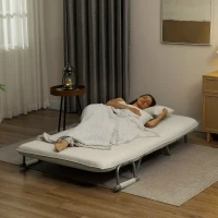 HOMCOM Sofá convertible 2 plazas sofá cama 2 plazas con respaldo regulable y 2 cojines en revestimiento efecto ante beige(m-4)