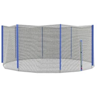 SPORTNOW Rete di Protezione per Trampolini a 8 Pali con Ingresso con Cerniera, in PE, Ø366x180 cm, Nero e Blu(m-1)