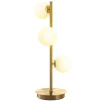 HOMCOM Lampada da tavolo con 3 paralumi a sfera, base in acciaio stabile, portalampada G9, 24 x 24 x 53 cm, Ottone(m-6)