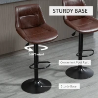 HOMCOM Set 2 Scaune de Bar, Scaune înalte, reglabile în înălțime, incl. Suport pentru Picioare, 46.5cm x 50cm x 108cm, Negru + Maro(m-5)