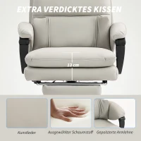 HOMCOM Bureaustoel Hoogteverstelbare bureaustoel met lendensteun, armleuning, voetsteun, van kunstleer, lichtgrijs(m-5)