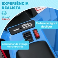 HOMCOM Quadriciclo Elétrico para Crianças com Reboque Bateria 6V de 18-36 Meses com Velocidade 2,5 km/h 106x41,5x48,5 cm Azul(m-5)