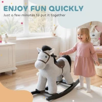 AIYAPLAY Rocking Horse with Sounds for Children 2-5 Years with Included Plush Animal, Wood and Steel, Gray(m-4)