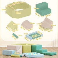 AIYAPLAY 15-delige set zachte bouwblokken, 200 kunststofballen, ballenbad voor kleintjes, indoor, schuim, kleurrijk(m-3)