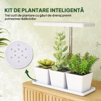 Outsunny Lampă pentru Plante cu 30 de Lumini LED și 3 Vase 31.8x13.4x35.6 cm Alb(m-4)