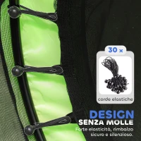 AIYAPLAY Trampolino Elastico per Bambini Ø140 cm con Rete di Sicurezza e Disegni, Età 3-6 Anni, Verde(m-6)