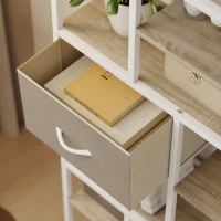 HOMCOM 6-Tier Storage Shelf, Bookcase with 2 Fabric Drawers, 9 Open Shelves, 72.5 x 30 x 150 cm, White(m-5)