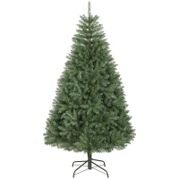 HOMCOM Brad Artificial de Crăciun de 180 cm cu Ramuri la Balama și Bază Metalică Pliabilă, Verde(m-1)