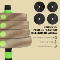 SPORTNOW Juego de Mancuernas Ajustables 30 kg 3 en 1 con Barras de Conexión y Mangos Antideslizantes para Gimnasio en Casa Verde(m-7)