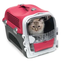 Cage de transport pour chat - CATIT - Cabrio - Multifonctionelle - Ouverture 360° - Rouge(m-2)