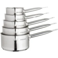ARTHUR MARTIN Set de de 5 Casseroles - Acier inoxydable - Intérieur satiné avec graduation - Bec verseur - Tous feux dont induction(m-1)