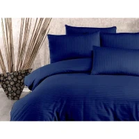 Parure de lit - 1 housse de couette 220 x 240 cm + 2 taies d'oreiller 60 x 60 cm - 80% coton, 20% polyester - Bleu(m-2)