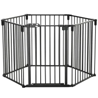 PawHut Parque para Cães de 6 Painéis Dobrável com Porta 362,5x76 cm Preto(m-1)