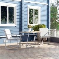 Outsunny Conjunto de Jardim 3 Peças Mesa em Vidro e 2 Cadeiras com Almofadas Cinza(m-5)