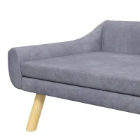 PawHut Sofá para Cães e Gatos Escandinavo com Almofada Removível Veludo e Pés em Madeira 102x58,5x42,5 cm Cinza(m-5)
