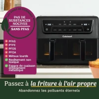 Friteuse sans huile CUISINART - Airfryer AFD10XBLE - Capacité 10,4L - Double cuves - Noir - 2400W(m-3)