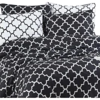 Parure de lit - 1 housse de couette 220 x 240 cm + 2 taies d'oreiller 60 x 60 cm - 100% coton renforcé - Noir(m-4)