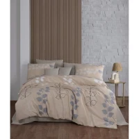 Parure de lit - 1 housse de couette 220 x 240 cm + 2 taies d'oreiller 60 x 60 cm - 100% coton renforcé - Beige(m-1)