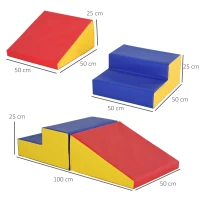 HOMCOM Conjunto de 2 Blocos de Espuma para Crianças Brinquedo Educativo Infantil para Escalar 50x50x25 cm Multicolorido(m-3)