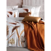 Parure de lit - 1 housse de couette 220 x 240 cm + 2 taies d'oreiller 60 x 60 cm - Satiné 100% coton - Blanc(m-3)