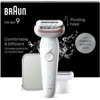 Épilateur électrique - BRAUN - Silk-épil 9 - Épilation facile - Peau douce longue durée - 9-030 - Blanc / Rose(m-2)