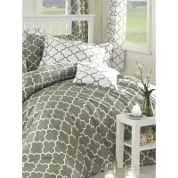 Parure de lit - 1 housse de couette 220 x 240 cm + 2 taies d'oreiller 60 x 60 cm - 100% coton renforcé - Gris(m-3)