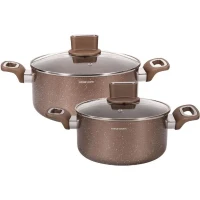 Set de marmites - ARTHUR MARTIN - AM9820 - 20-24 cm avec couvercle en verre - Aluminium - Tous feux dont induction(m-5)