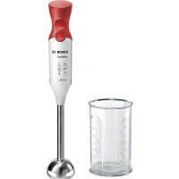 Mixeur plongeant BOSCH ErgoMixx MSM64110 - 450W - Pied inox - 4 lames aiguisées - 2 vitesses - Bol gradué 600ml - blanc/rouge(m-1)