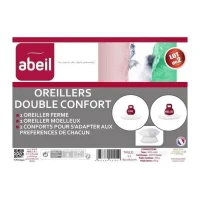 ABEIL Lot de 2 Oreillers DOUBLE CONFORT 100% Coton 60x60cm(m-2)