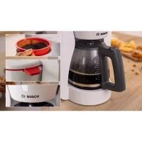 Cafetiere Filtre - BOSCH - TKA2M111 MyMoment - Blanche - Capacité 1,25L - verseuse verre - systeme anti-gouttes(m-5)