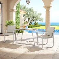 Outsunny Conjunto de Jardim 3 Peças Mesa em Vidro e 2 Cadeiras com Almofadas Cinza(m-4)