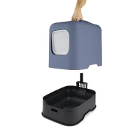 ROTHO - Maison toilette pour chat 51 x 39 x 40 cm - Bac a litiere - Bleu Horizon(m-2)