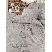 Parure de lit - 1 housse de couette 220 x 240 cm + 2 taies d'oreiller 60 x 60 cm - 100% coton renforcé - Gris(m-4)