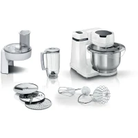 Robot multifonction compact - BOSCH MUMS2EW20 - Bol inox - 3 disques - blender 1,25L - Kit pâtisserie inclus - blanc(m-1)