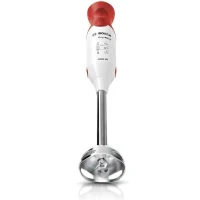 Mixeur plongeant BOSCH ErgoMixx MSM64110 - 450W - Pied inox - 4 lames aiguisées - 2 vitesses - Bol gradué 600ml - blanc/rouge(m-3)