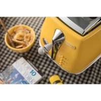 Grille-pain - DELONGHI - ICONA CAPITALS - 2 tranches - 900W - Chauffe viennoisseries - Jaune(m-4)