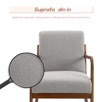HOMCOM Fotoliu Tapitat din Lemn si Poliester Gri(m-5)