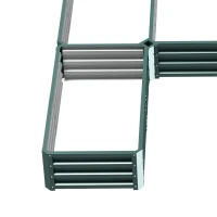 Outsunny Canteiro Modular em Aço para Jardim Conjunto 5 Peças 245x242x31 cm Verde(m-4)