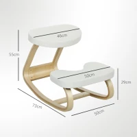 HOMCOM Banco de Joelhos Ergonômico em Bétula com Balanço Creme(m-3)