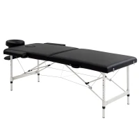 HOMCOM Maca de Massagem Dobrável Portátil 210x90 cm Altura Regulável Suporta 225 Kg Preto(m-6)