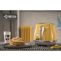 Grille-pain - DELONGHI - ICONA CAPITALS - 2 tranches - 900W - Chauffe viennoisseries - Jaune(m-6)