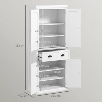 HOMCOM Buffet Armário de Cozinha 4 Portas com Gavetão e Prateleiras Ajustáveis Branco 76,2x40,2x183 cm(m-3)