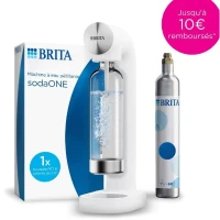 Machine a soda BRITA - SodaONE Blanche - 1 Bouteille 1L et 1 Cylindre de CO2 inclus(m-1)