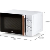 Four micro-ondes DOMO DO2720 - 20L - 700W - Minuterie 35mn - Fonction décongélation - L44 x P35,8 x H 25,8 cm - Blanc finition bois(m-4)