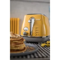 Grille-pain - DELONGHI - ICONA CAPITALS - 2 tranches - 900W - Chauffe viennoisseries - Jaune(m-5)
