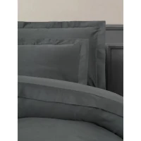 Parure de lit - 1 housse de couette 220 x 240 cm + 2 taies d'oreiller 60 x 60 cm - Satiné 100% coton - Anthracite(m-2)