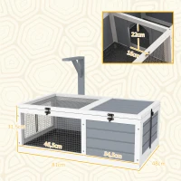 PawHut Terrario para Reptéis Casa para Tartarugas de Madeira com 2 Áreas e Suporte para Lâmpada 81x48x31,5 cm Cinza Claro(m-3)