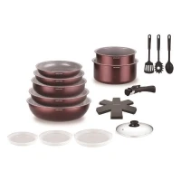 Batterie de cuisine - Tous feux dont induction - ARTHUR MARTIN - AM2503 - Aluminium - 18 pieces - Poignée amovible(m-1)