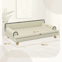 PawHut Sofá para Cães e Gatos Estilo Escandinavo com Almofada Confortável Removível 100x62x32 cm Bege(m-3)