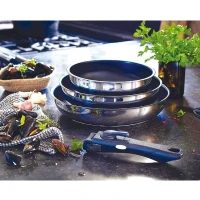 Lot de 3 poeles - BAUMALU - Comete - 20 / 24 / 28 cm - Manche amovible - Acier inoxydable(m-1)